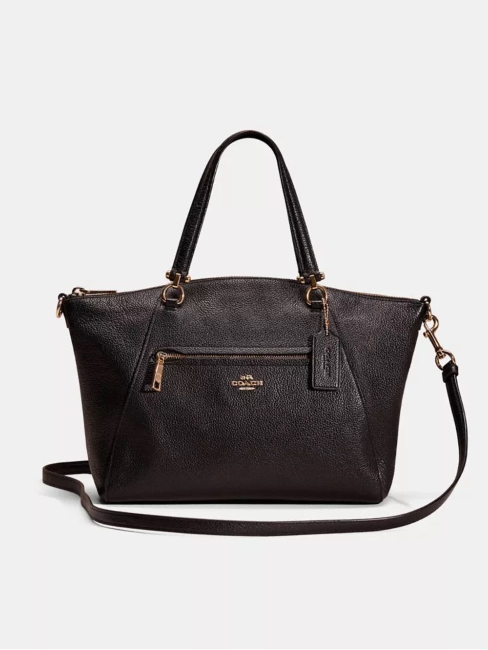 Coach Prairie Satchel Pebbled Leather Bag in Black